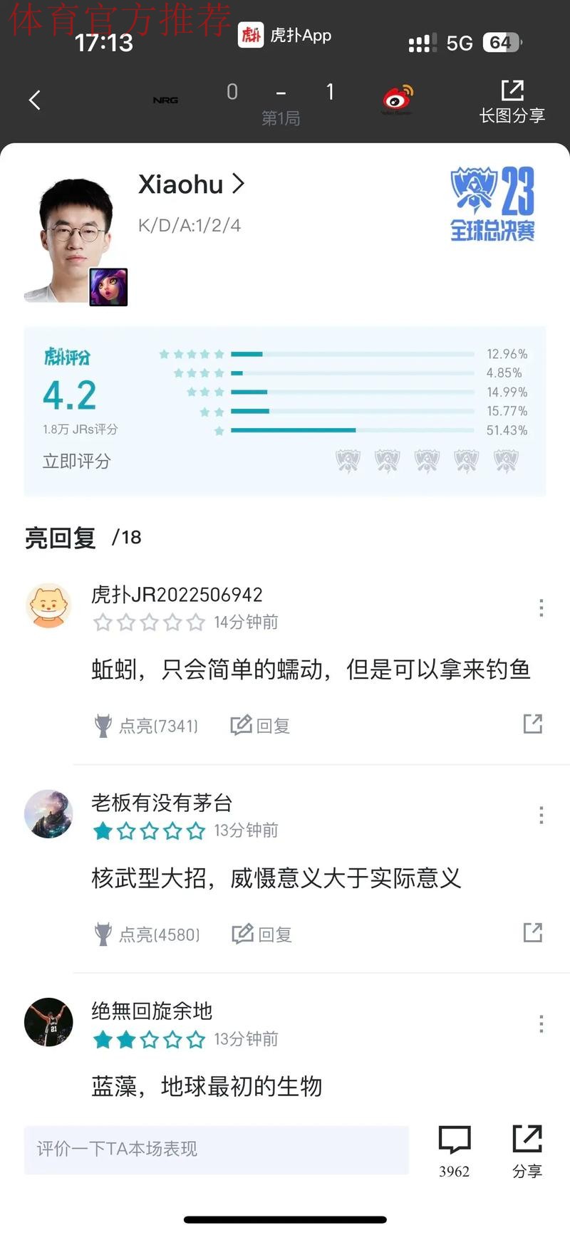 Doinb看Lwx虎扑评分9.1：复出吧老公，我今年都没拿过9.1分